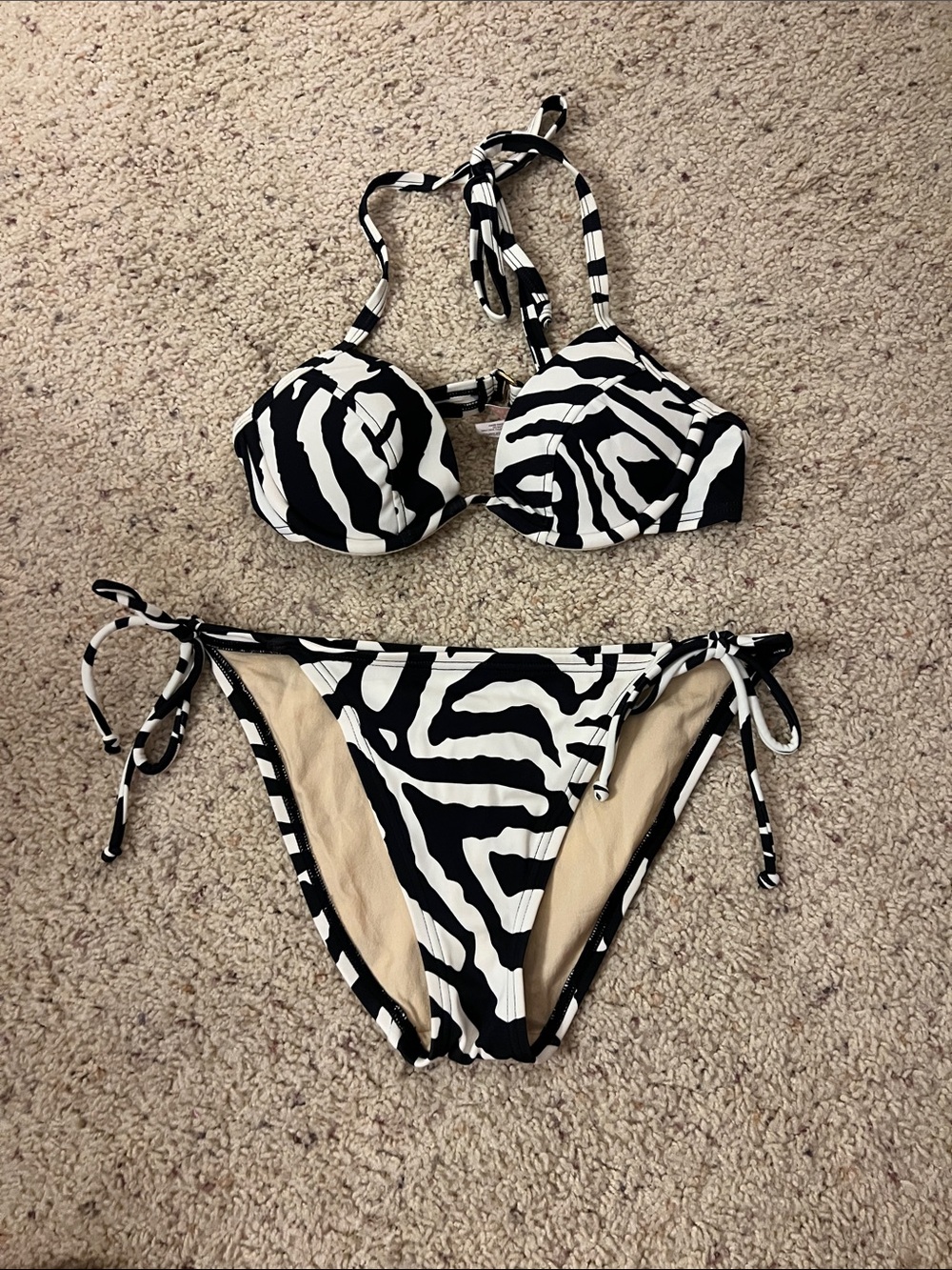 Victoria's Secret Black and White Zebra Print Bikini